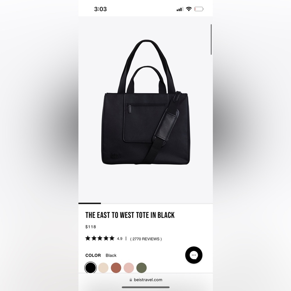 BEIS Black East To West Tote Bag